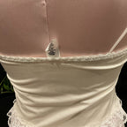 Vintage Sheer Lace Floral Lingerie dress Gown bridal ruffle coquette M White