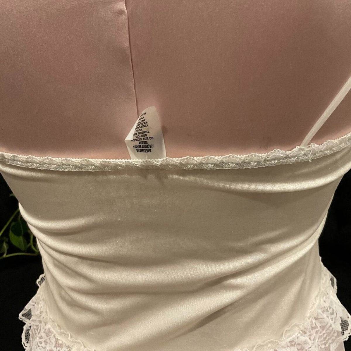 Vintage Sheer Lace Floral Lingerie dress Gown bridal ruffle coquette M White