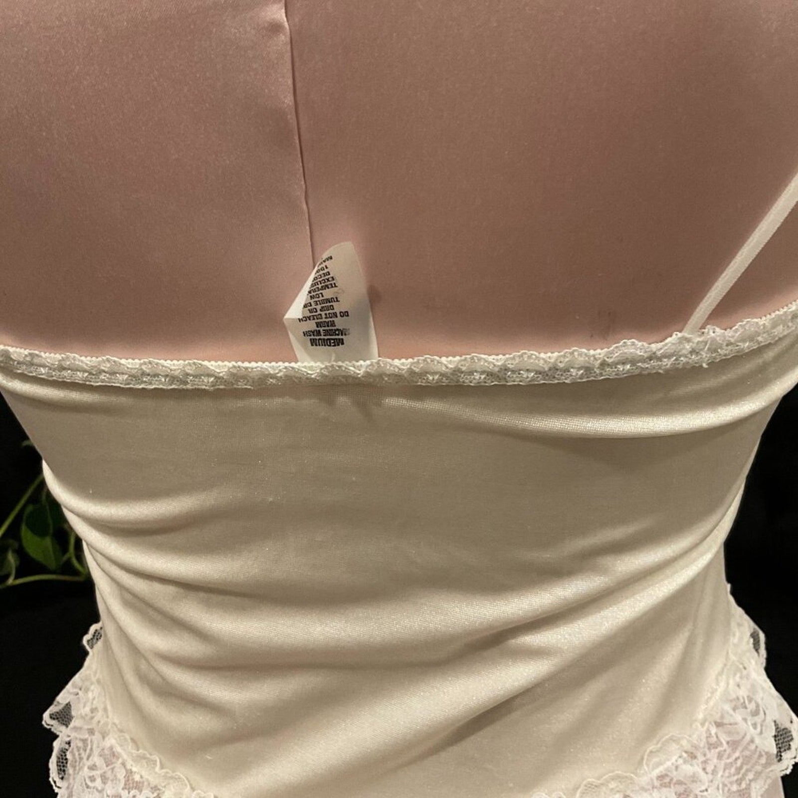 Vintage Sheer Lace Floral Lingerie dress Gown bridal ruffle coquette M White