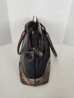 Cavalcanti Italy Black Leather Calf Hair and Cowhide Handbag