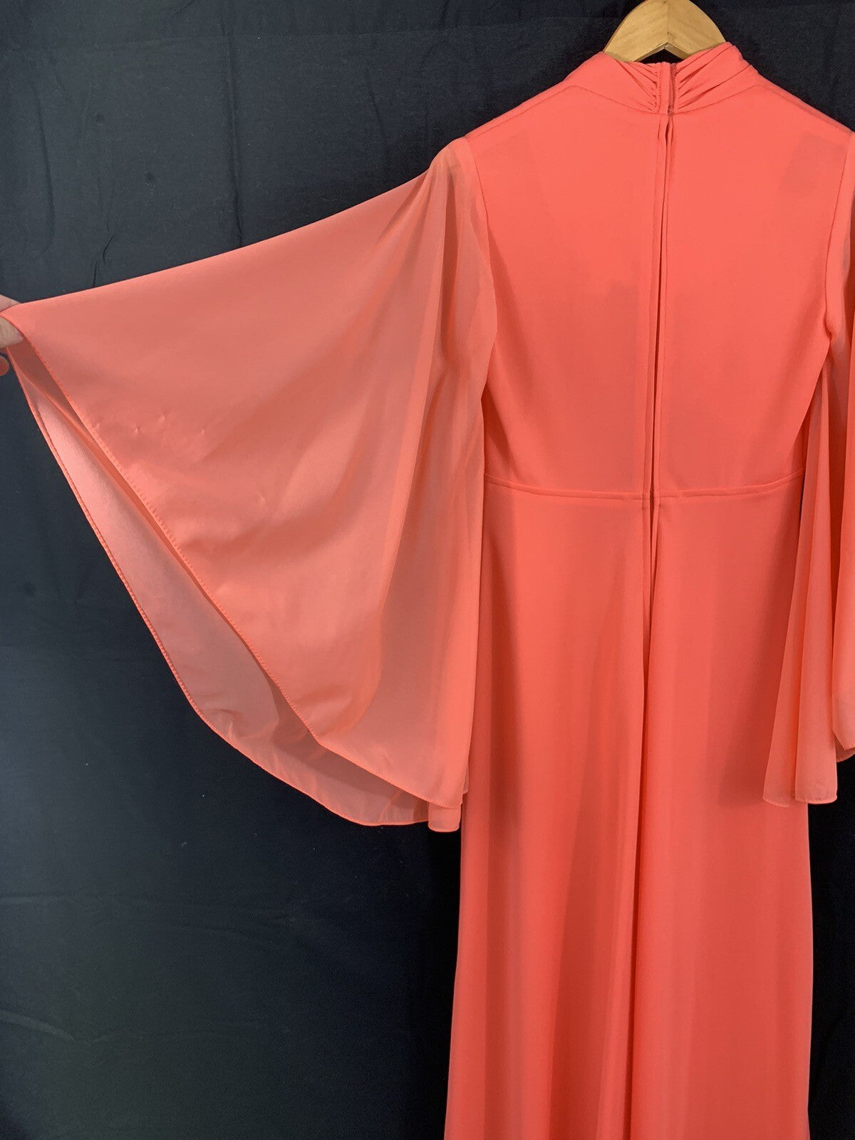 Vintage 1970s Angel Sleeve Rhinestone Maxi Dress
