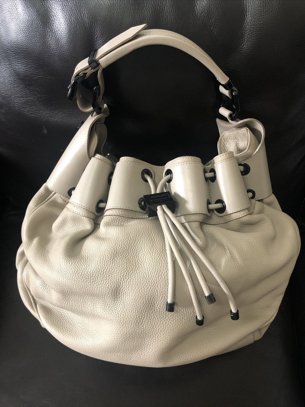 100% Authentic Burberry Leather Prorsum Large Warrior light taupe Hobo Bag
