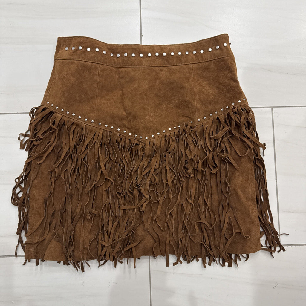 Vintage Bagatelle Skirt Brown Suede Leather studded Size S