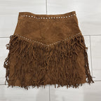 Vintage Bagatelle Skirt Brown Suede Leather studded Size S