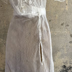 Antique Edwardian White Net Lace Dress Floral Lace Maxi Ruffle Bridal Vintage