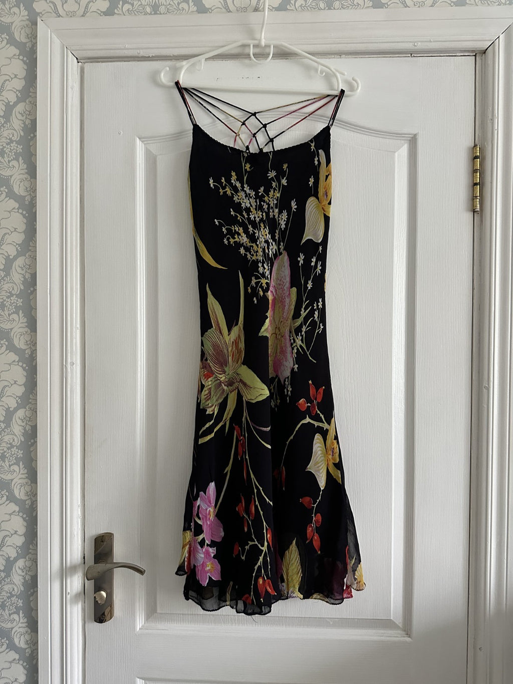 René Derhy Y2K Floral Spider Back Midi Dress