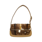 GUCCI Vintage Jackie Cow Pony Calf Hair Shoulder Bag Brown Camel Leather