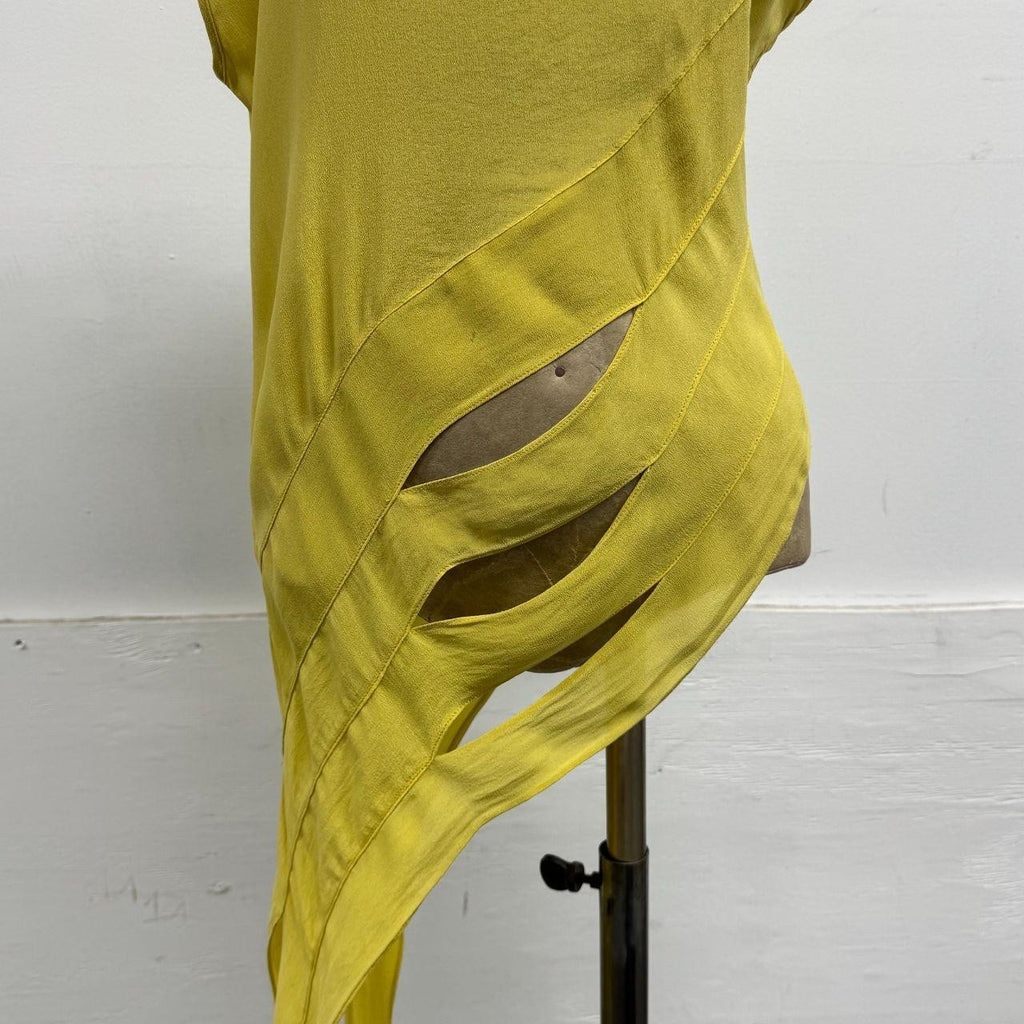 Vintage D&G Dolce & Gabbana Yellow Silk Asymmetric Shredded Top
