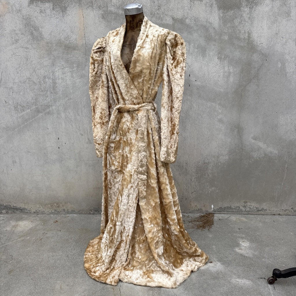 Vintage 1930s Fuzzy Plush Teddy Bear Dressing Gown Robe Coat Art Deco Dress