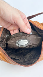Francesco Biasia Tan Brown Leather Hobo Shoulder Bag Y2K