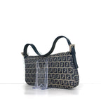 Vintage Fendi Zucchino Navy Blue FF Monogram Baguette Shoulder Bag