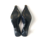 Prada Retro Vintage Buckle Lace Detail Pointed Toe Heeled Mules Pumps 39