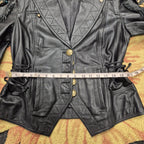 Double D Ranch Black Leather Fringe Beaded Moto Western Jacket Medium