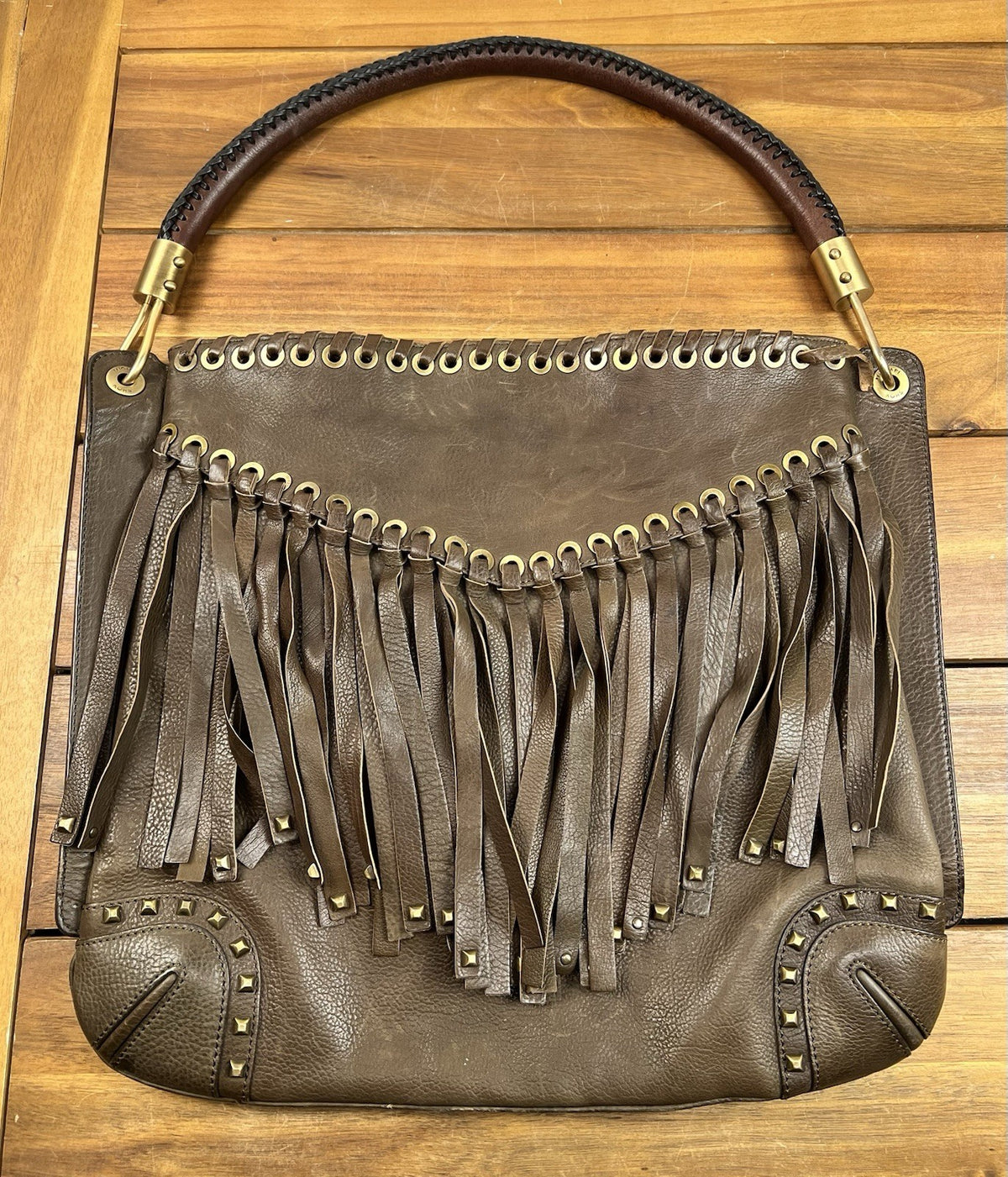 Michael Kors Brown Leather Fringe Handbag