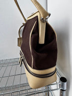 Prada Archive Vintage Y2K Bag 2000s Leather Shoulder Pu Brown Beige Silver Used