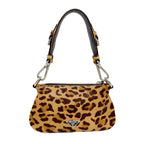 PRADA Brown Leopard Print Pony Hair Shoulder Bag