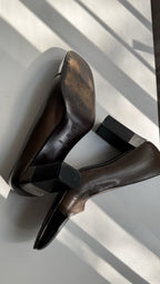 Chanel Two Tone Metallic Silver and Brown Leather Cap Toe Pumps Size 36.5