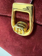 Gucci Interlocking G Shoulder Bag Suede Leather Bordeaux