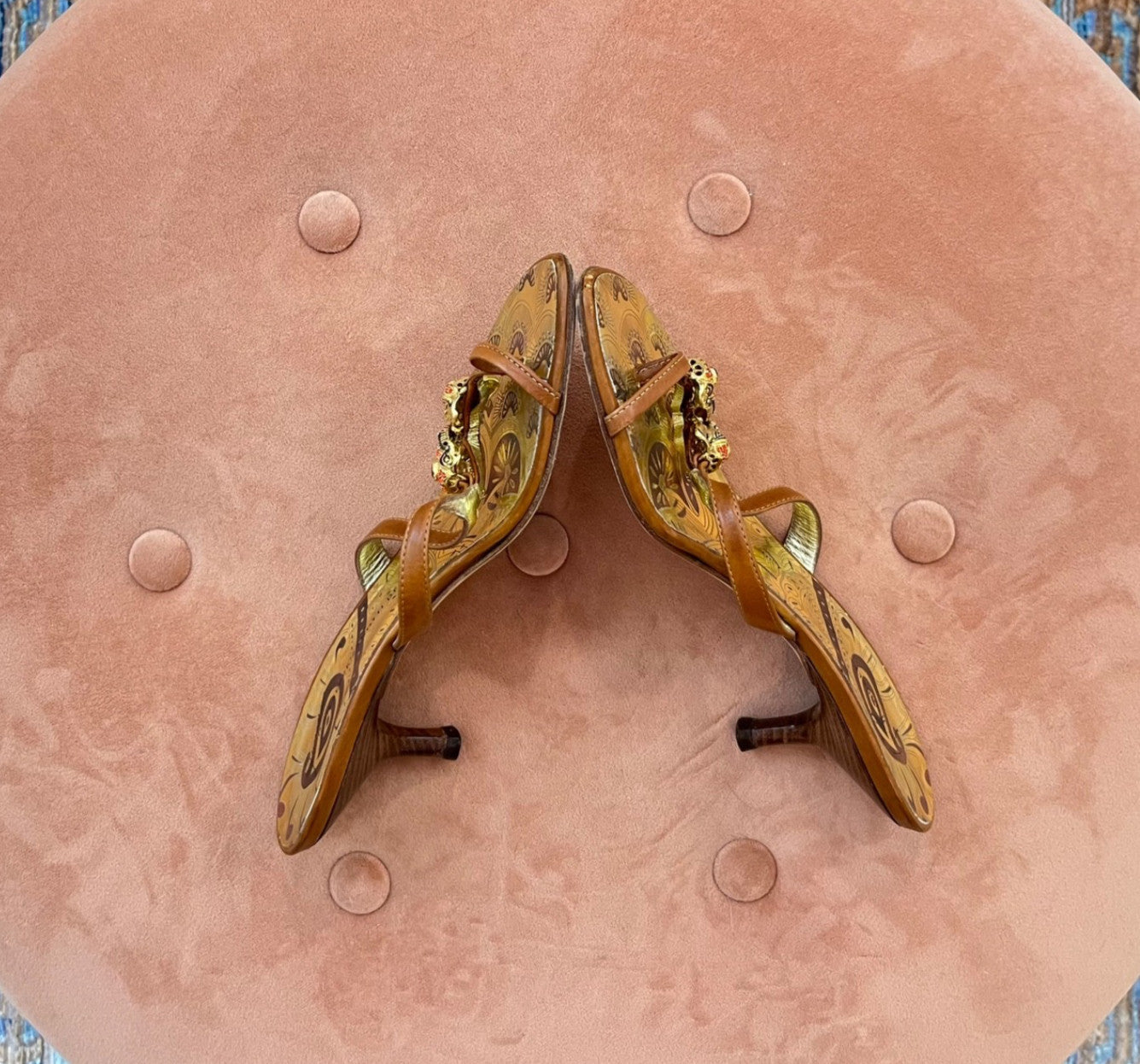 Vintage Giuseppe Zanotti Jeweled Kissing Elephant Thong Heels