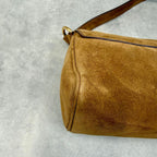 PRADA Y2K Shoulder Hand Hobo Bag Brown Suede Leather Women's Authentic Used