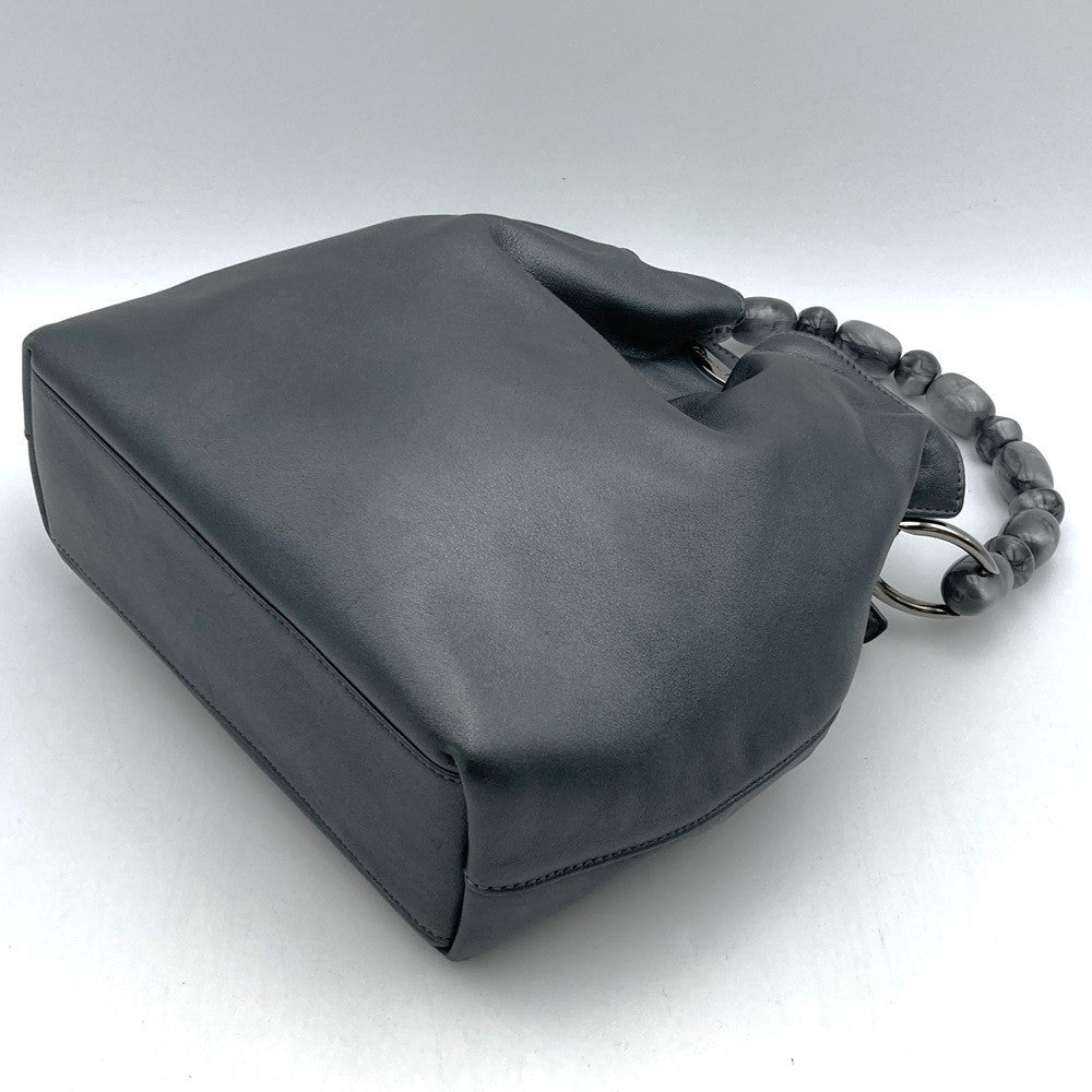 Dior Malice Pearl Hand Bag Gray Leather Vintage Authentic 154036