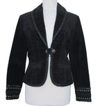 Cripple Creek Black Suede Studded Western Jacket Small