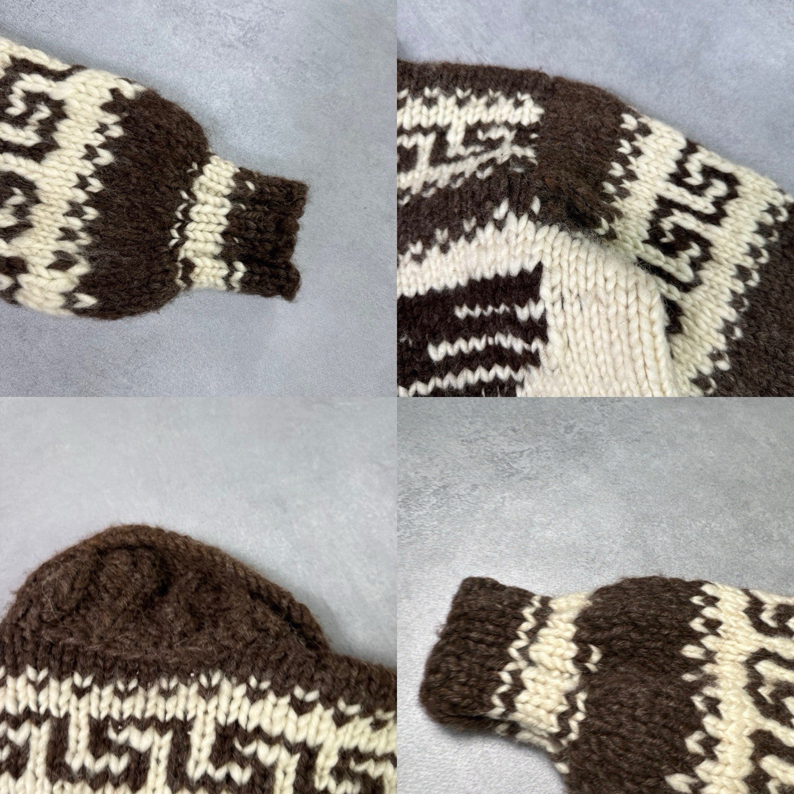 Vintage Couchan Indian Hand knit Wool Sweater Zip Eagle  Size M