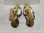 Casadei Natural Leopard Print Beige Leather Ankle Strap Heel 8.5