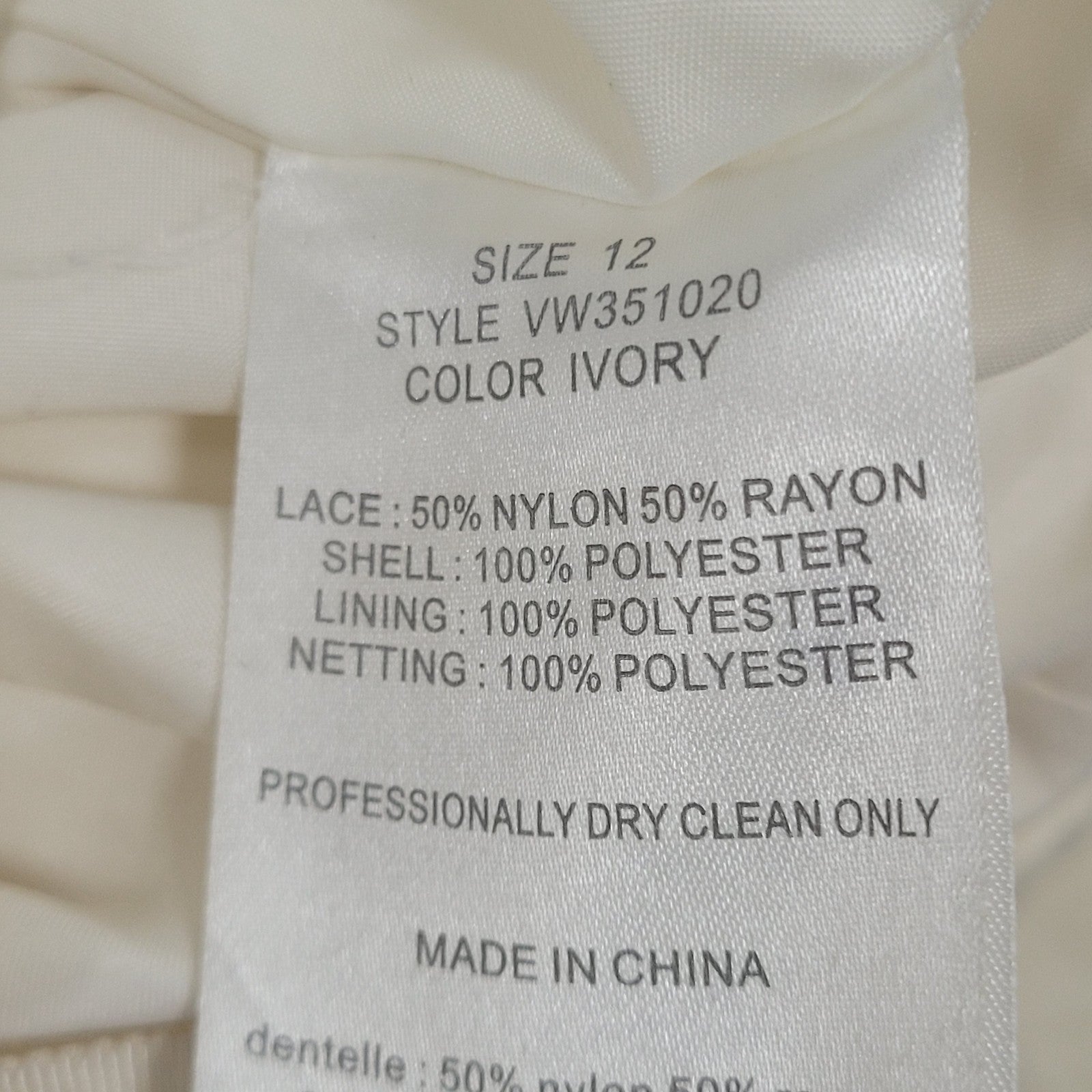 White By Vera Wang Ivory Tiered Strapless Bridal Wedding Gown Dress 12 VW351020
