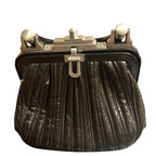 Vintage Francesco 1977 Biasia Handbag Fabulous Black Leather Silver Hardware