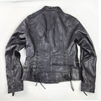 Excelled Leather Jacket Women’s Small Black Leather Short Biker Moto Lace Up