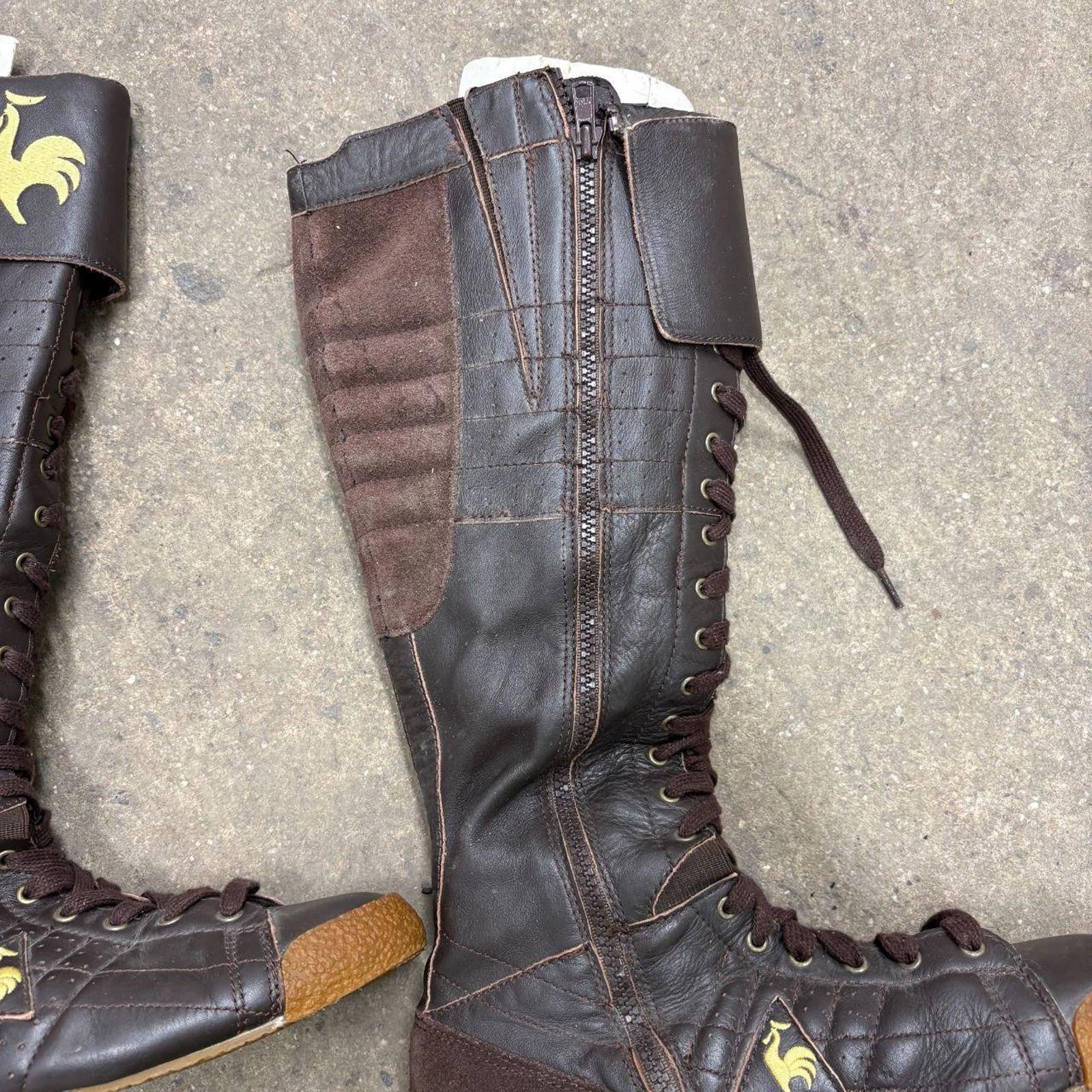 Vintage Le Coq Sportif Genuine Leather Boxing Boots Brown 39