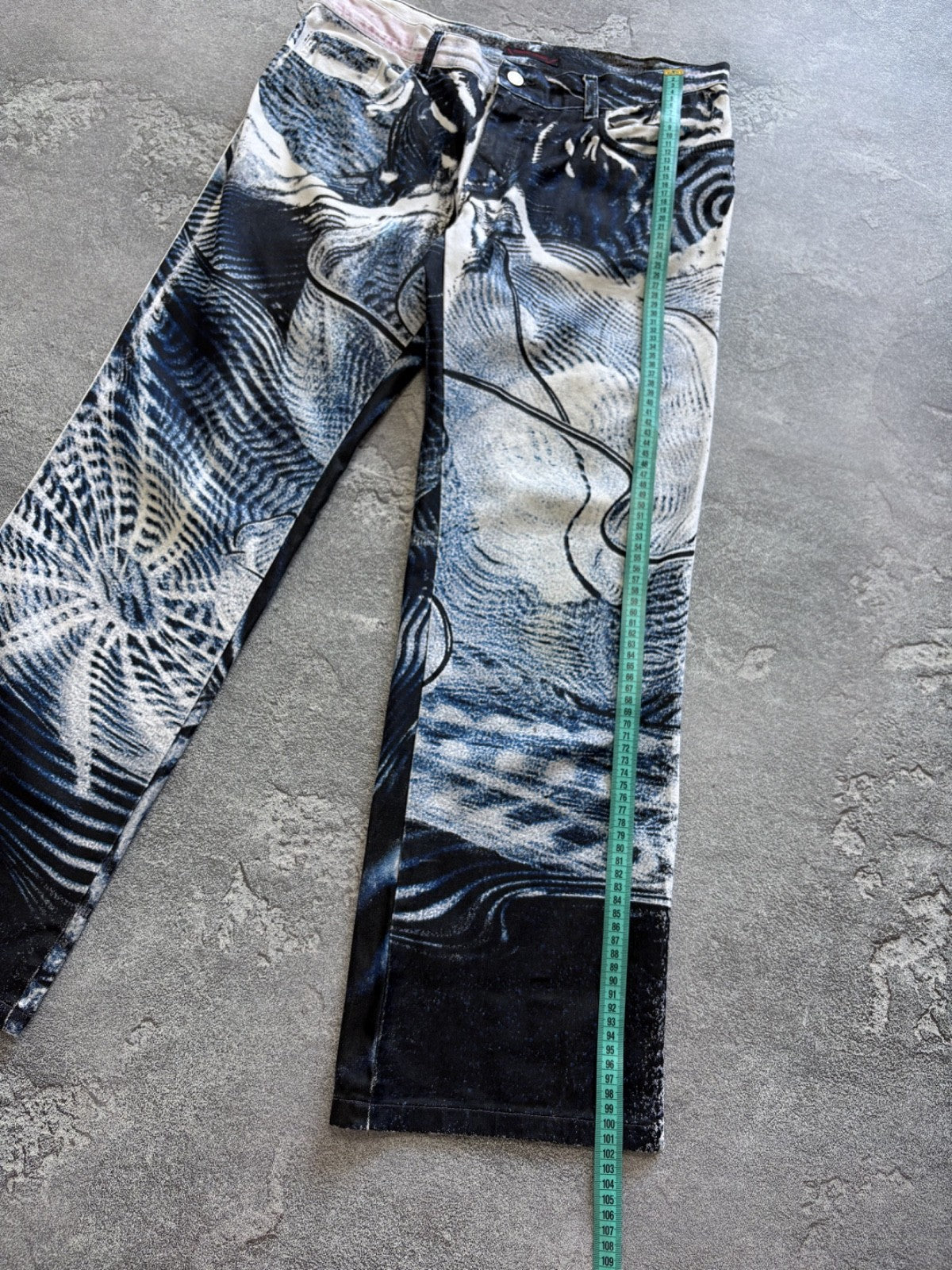 Vintage 2000's Roberto Cavalli Abstract Psychedelic Print Jeans Pants sz XL