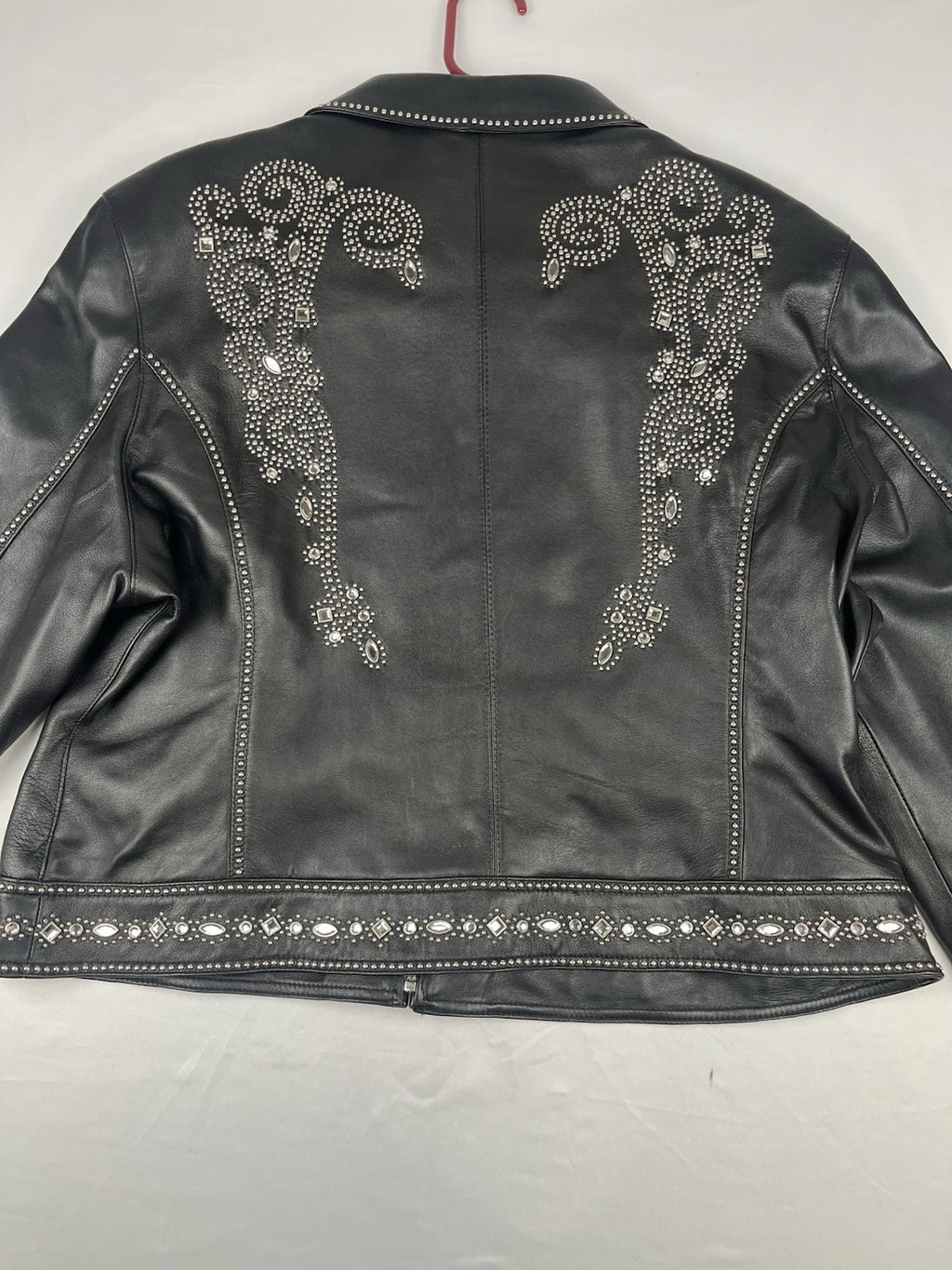 Cripple Creek Genuine Leather Studded Western Biker Jacket Black XXL