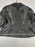 Cripple Creek Genuine Leather Studded Western Biker Jacket Black XXL