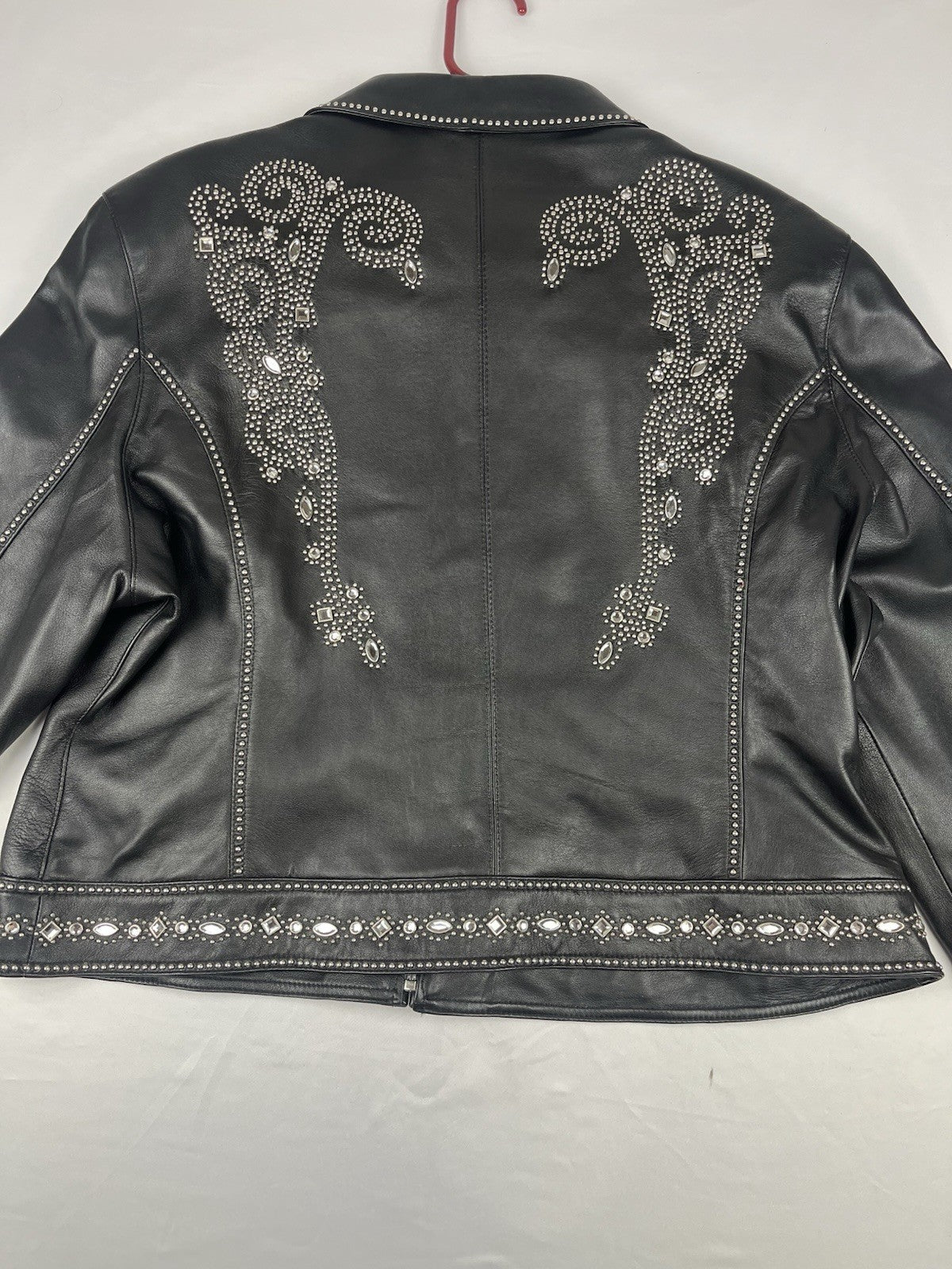 Cripple Creek Genuine Leather Studded Western Biker Jacket Black XXL