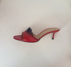 Vintage Casadei Red Patent Leather Kitten Heels Mules Size US 8 - EUR 38