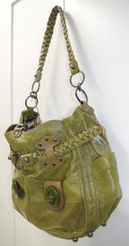 Jamin Puech Green Patent Leather Handbag with Braided Belt