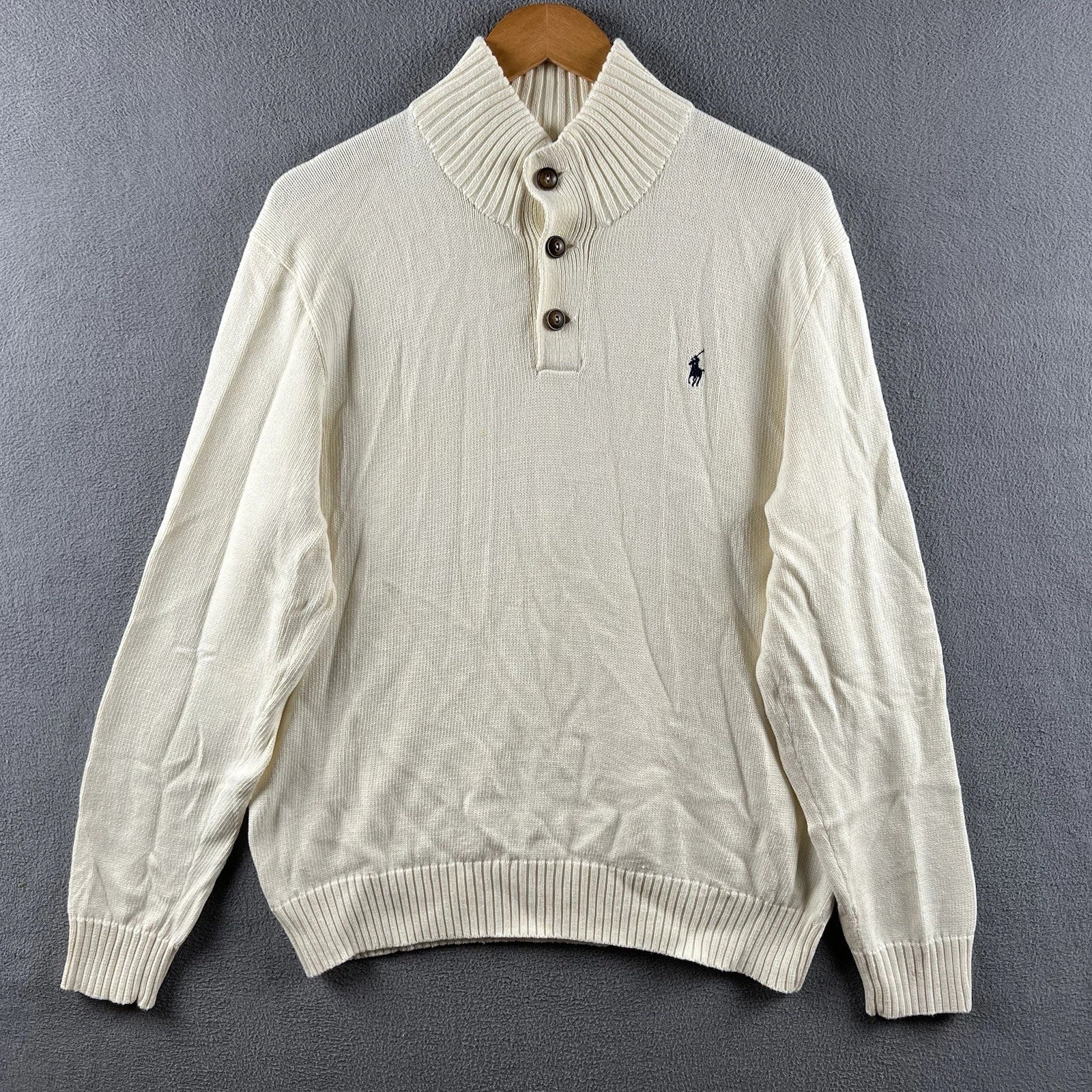 Vintage Polo Ralph Lauren Mock Neck Cotton Knit Sweater