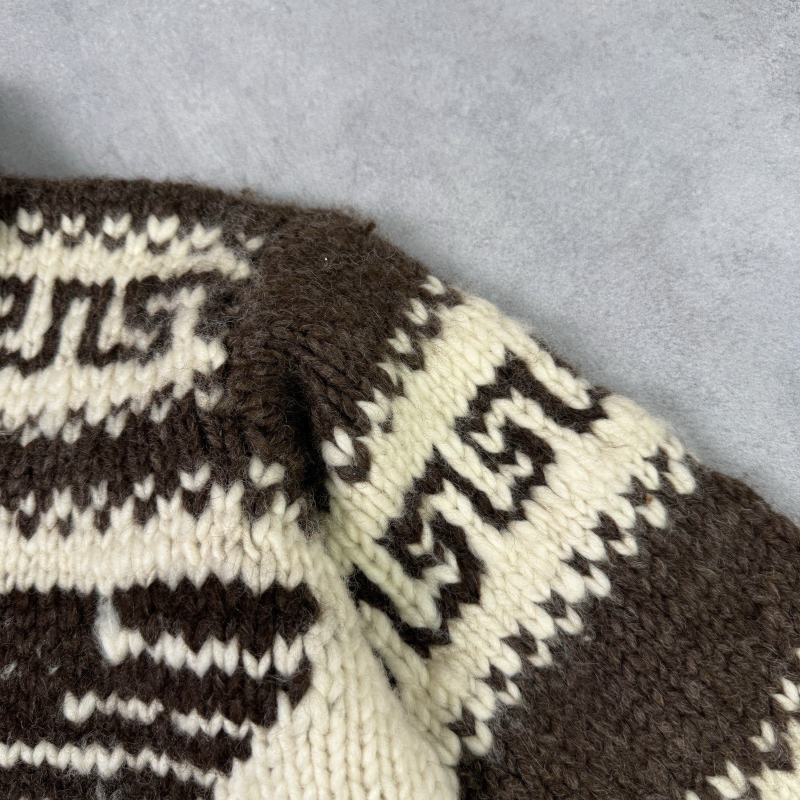 Vintage Couchan Indian Hand knit Wool Sweater Zip Eagle  Size M