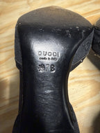 Gucci Vintage GG Canvas Horsebit Ankle Strap Pumps Black US 7B