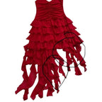 Cache Red Halter Ruffled Dress