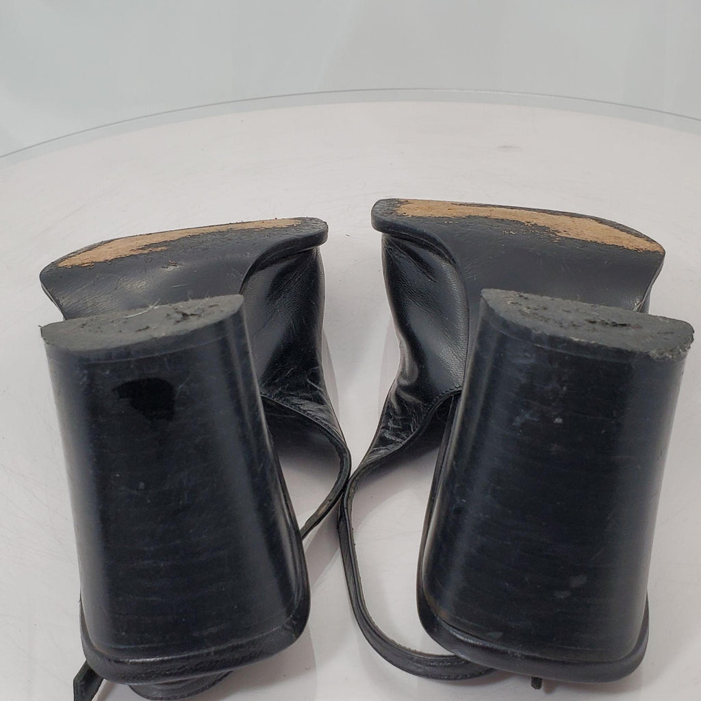 Gucci 1990s Black Leather Slingback Sandals Size 8.5