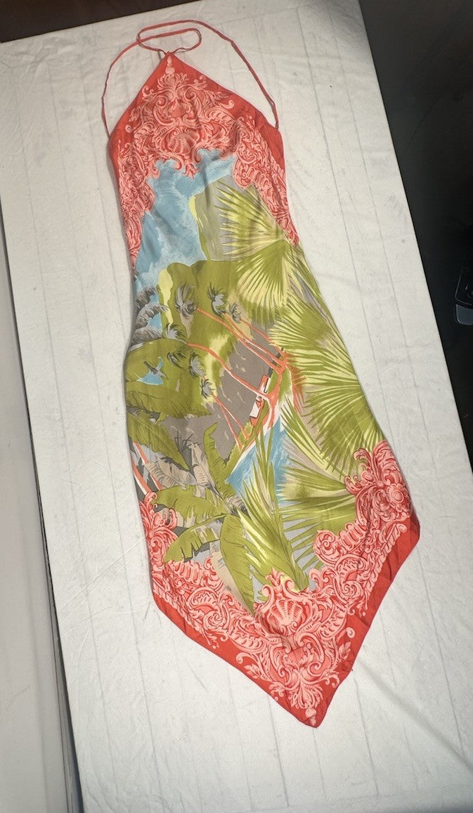 Laetitia Hecht Ineptie Paris Silk Halter Maxi Dress Y2K France Size 40