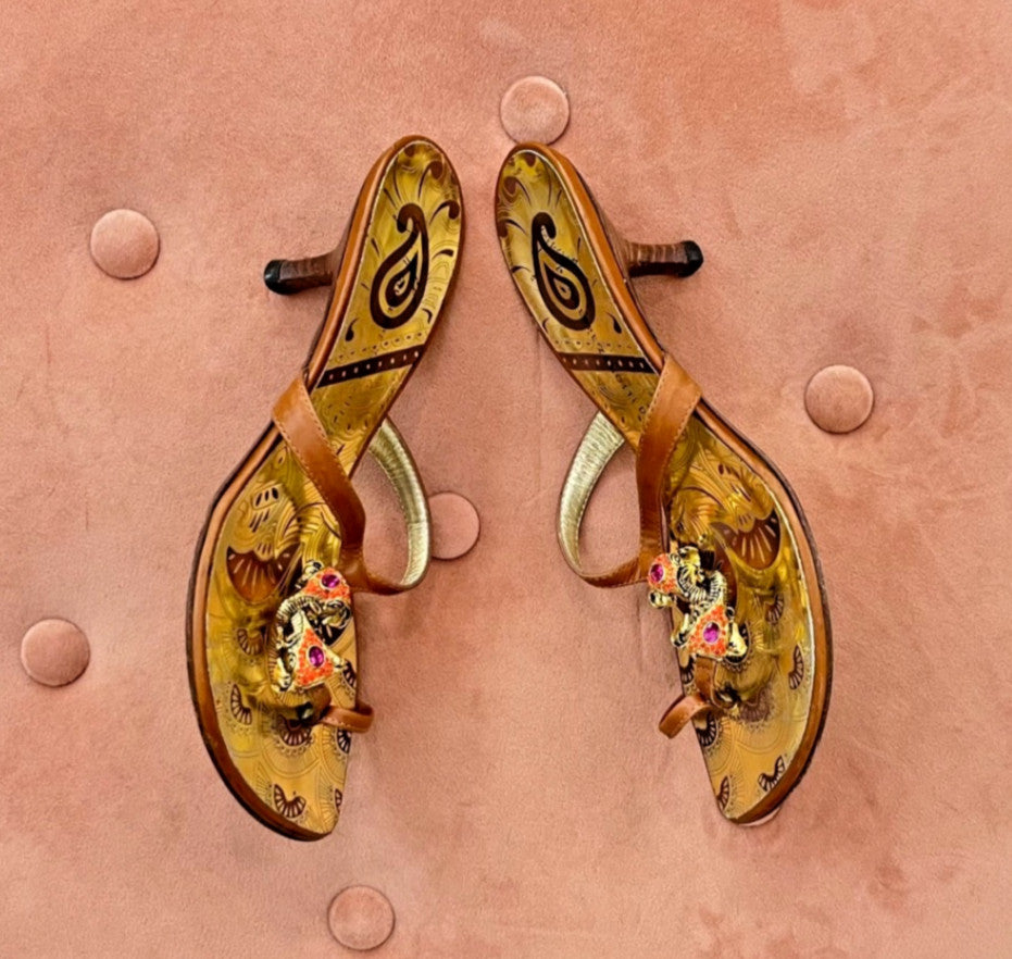 Vintage Giuseppe Zanotti Jeweled Kissing Elephant Thong Heels
