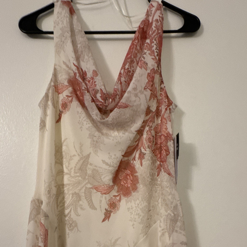 Signature by Robbie Bee Floral Ball Gown Midi Dress Size 8 Ivory Coral