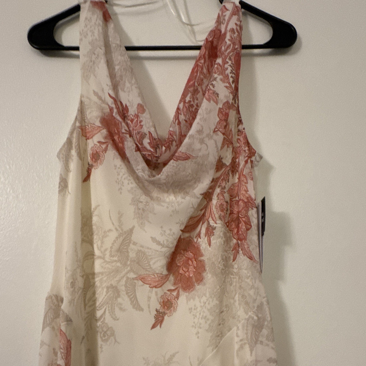 Signature by Robbie Bee Floral Ball Gown Midi Dress Size 8 Ivory Coral