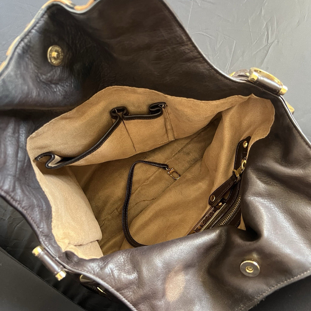 Be&D Studded Animal Print Hobo Bag in Brown and Tan