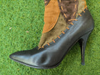 Roberto Cavalli Y2K Leather & Suede Patchwork Boots Size 39.5