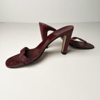 Bottega Veneta 1990s Burgundy Leather Crystal Mules Size 7.5B
